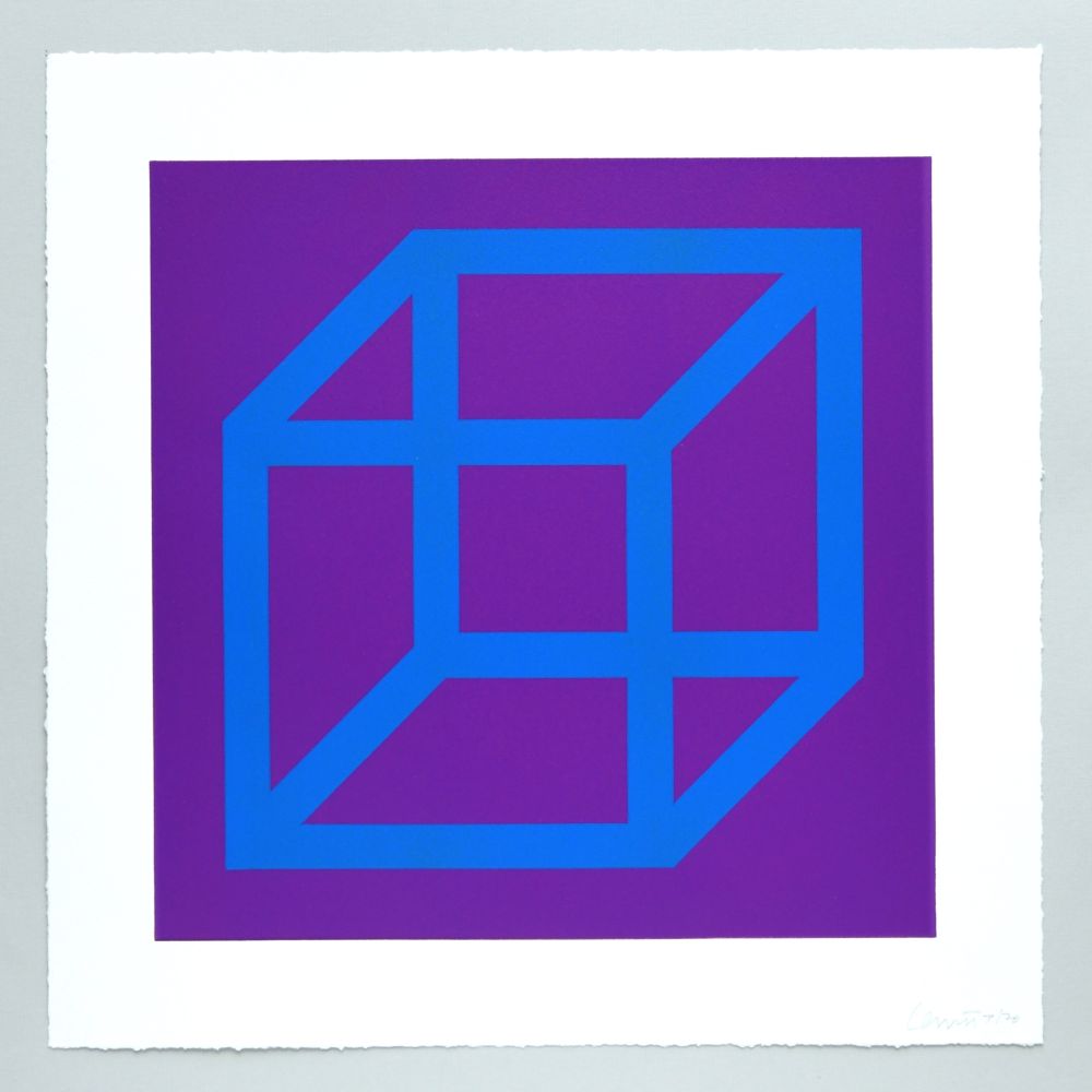 リノリウム彫版 Lewitt - Open Cube in Color on Color Plate 13