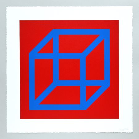 リノリウム彫版 Lewitt - Open Cube in Color on Color Plate 14