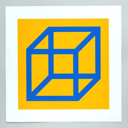 リノリウム彫版 Lewitt - Open Cube in Color on Color Plate 15