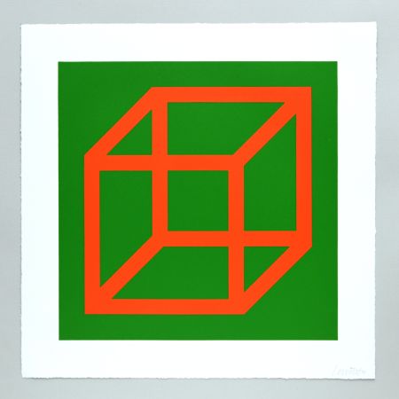 リノリウム彫版 Lewitt - Open Cube in Color on Color Plate 16