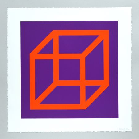 リノリウム彫版 Lewitt - Open Cube in Color on Color Plate 17