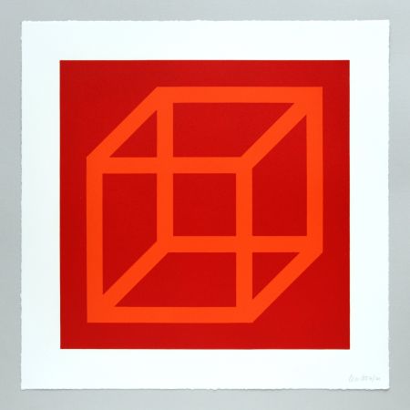 リノリウム彫版 Lewitt - Open Cube in Color on Color Plate 18