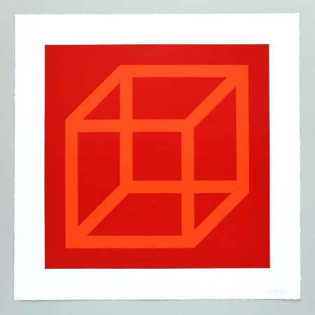 リノリウム彫版 Lewitt - Open Cube in Color on Color Plate 18