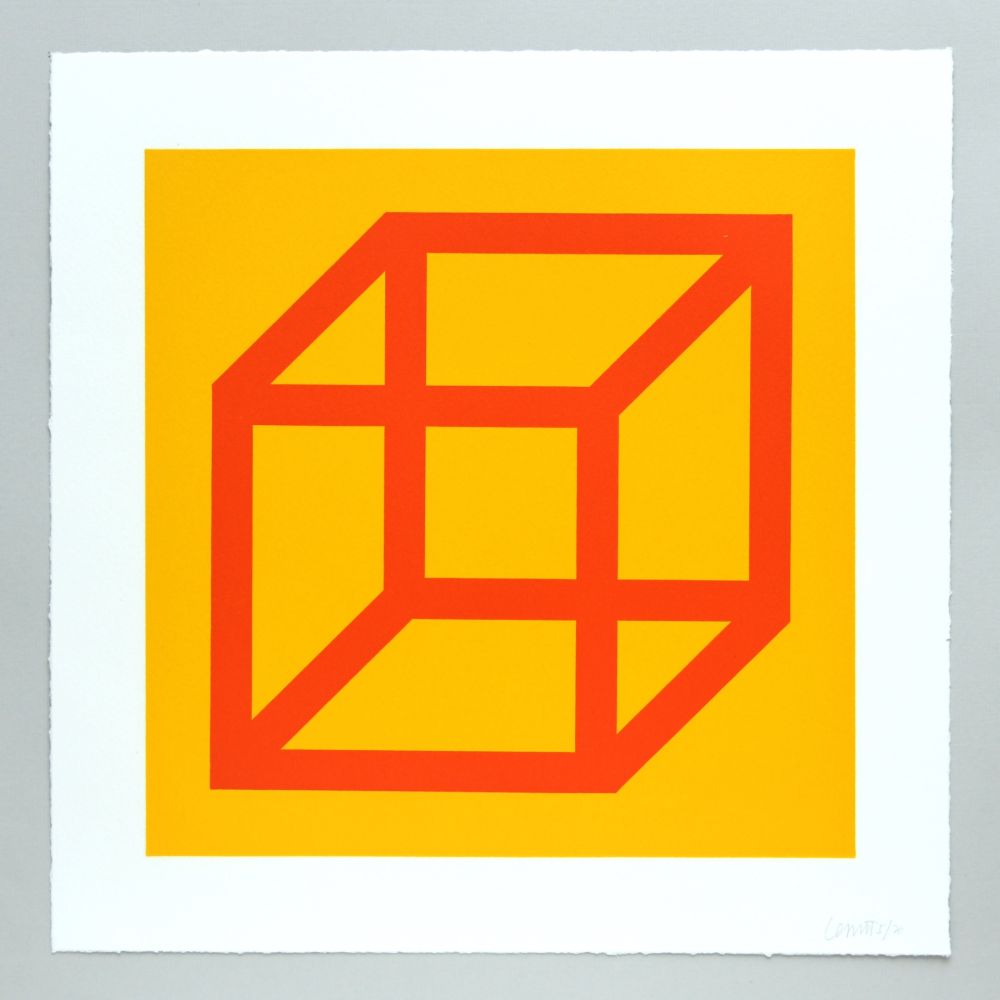 リノリウム彫版 Lewitt - Open Cube in Color on Color Plate 19