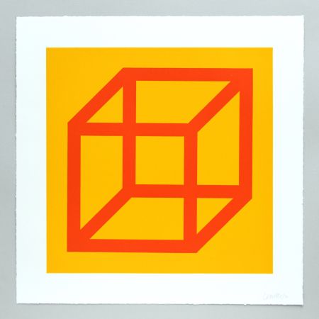 リノリウム彫版 Lewitt - Open Cube in Color on Color Plate 19