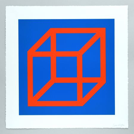 リノリウム彫版 Lewitt - Open Cube in Color on Color Plate 20