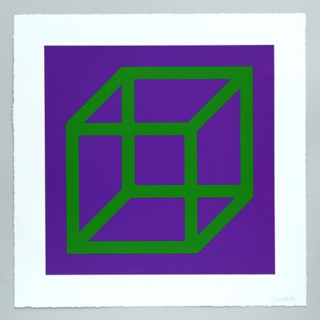 リノリウム彫版 Lewitt - Open Cube in Color on Color Plate 21