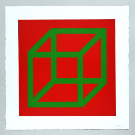 リノリウム彫版 Lewitt - Open Cube in Color on Color Plate 22