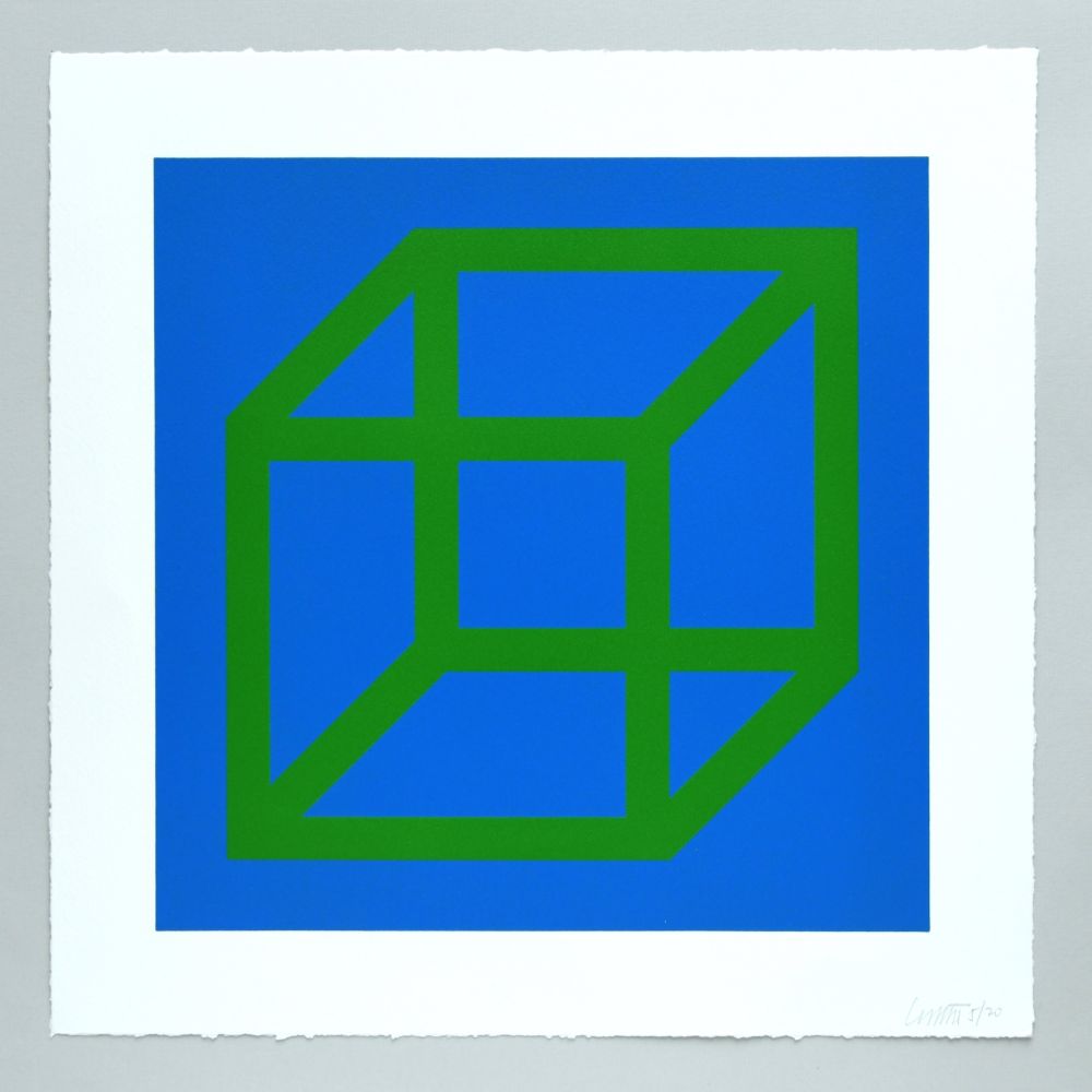 リノリウム彫版 Lewitt - Open Cube in Color on Color Plate 24