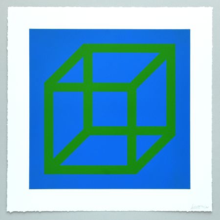 リノリウム彫版 Lewitt - Open Cube in Color on Color Plate 24