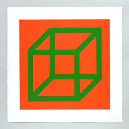 リノリウム彫版 Lewitt - Open Cube in Color on Color Plate 25
