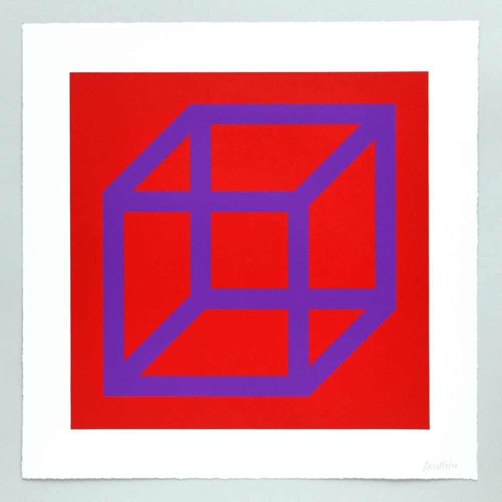 リノリウム彫版 Lewitt - Open Cube in Color on Color Plate 26