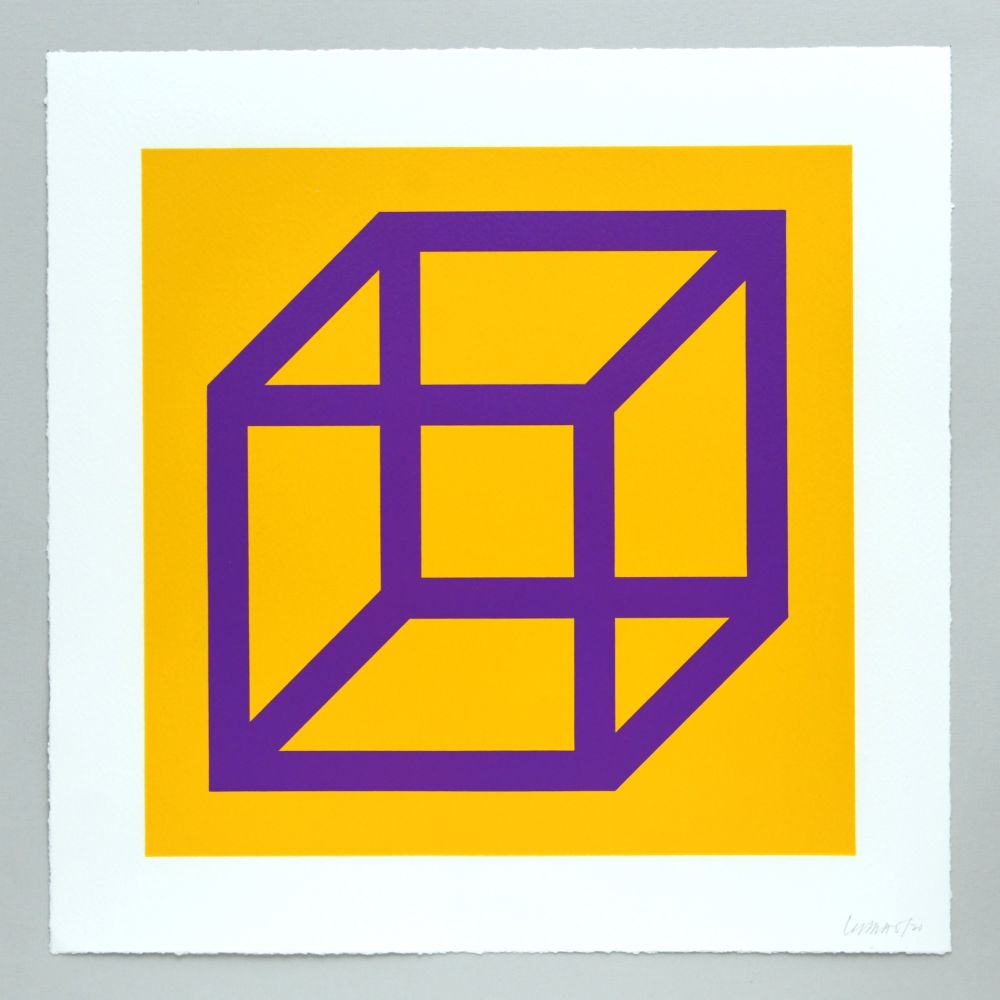 リノリウム彫版 Lewitt - Open Cube in Color on Color Plate 27