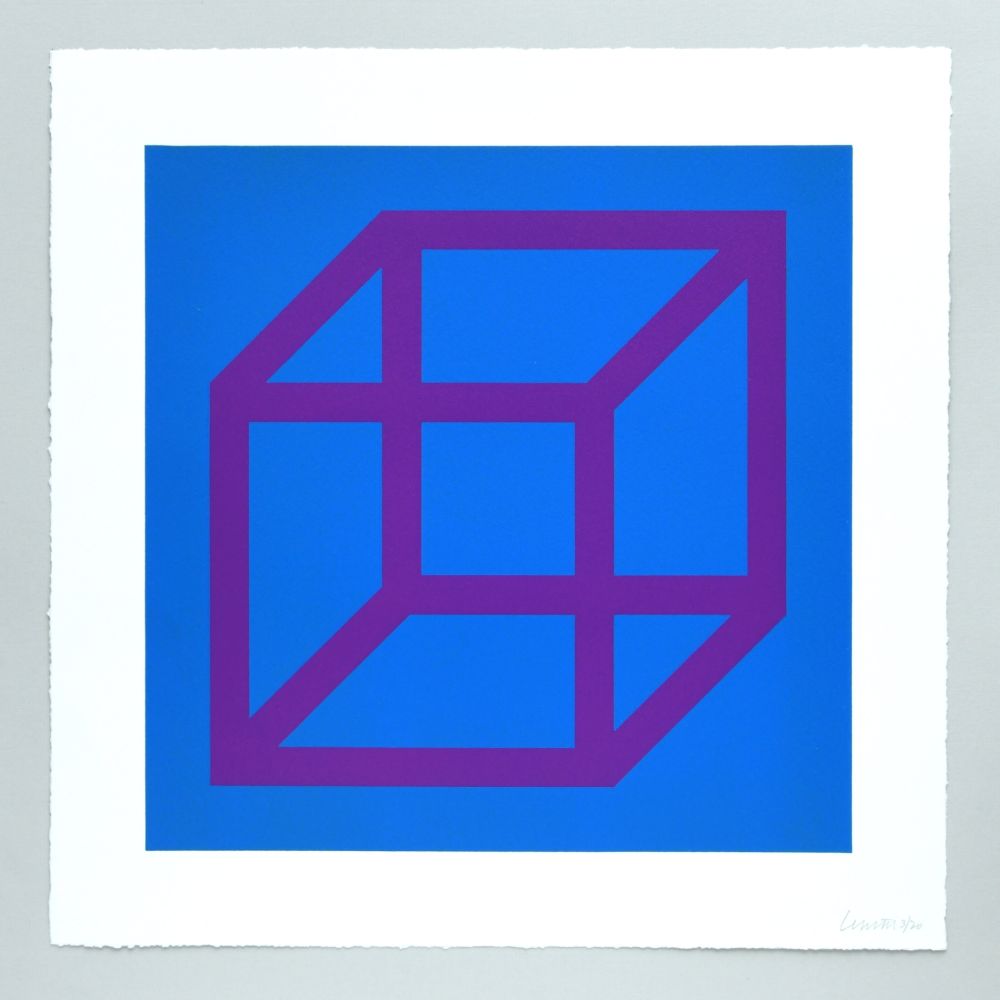 リノリウム彫版 Lewitt - Open Cube in Color on Color Plate 28