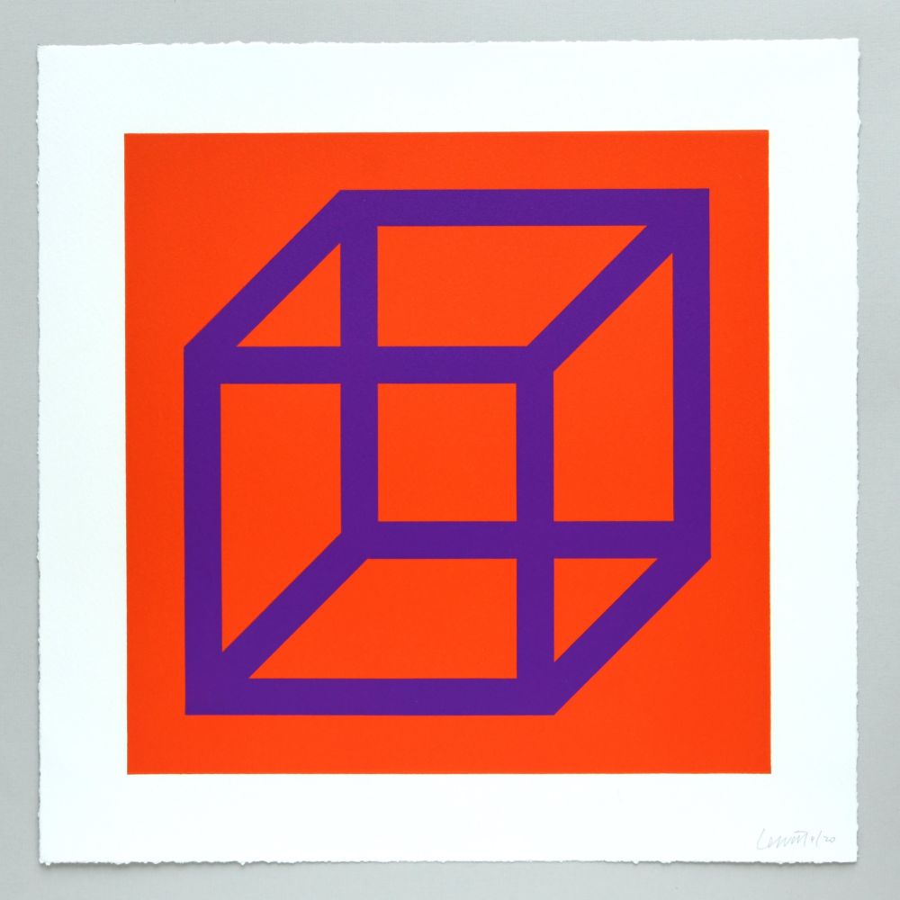 リノリウム彫版 Lewitt - Open Cube in Color on Color Plate 29
