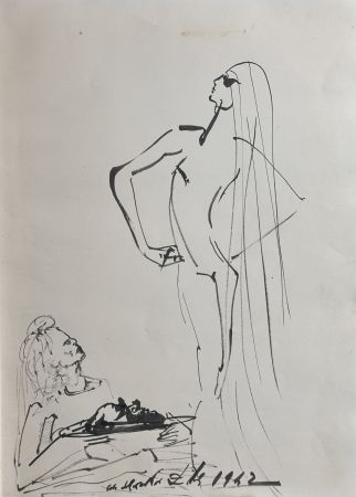 挿絵入り本 Dali - Original Drawing Salom, Herod, & The Head of John The Baptist in The Secret Life of Salvador Dali book