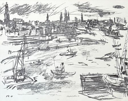 リトグラフ Kokoschka - Oskar Kokoschka (1886–1980) - Port of Hamburg - Lithograph on paper - 1961