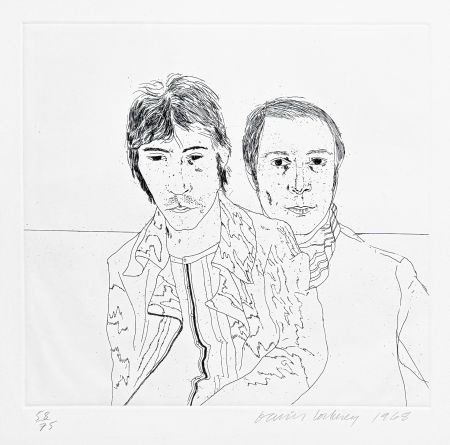 エッチング Hockney -  Ossie and Mo