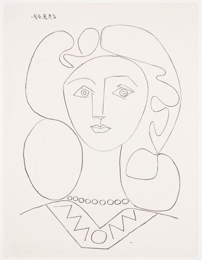リトグラフ Picasso - Pablo Picasso- La Femme au Collier, Portrait of Françoise, 1947