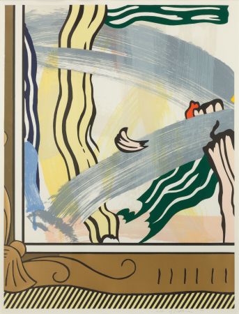 木版 Lichtenstein - Painting in Gold Frame, 1984