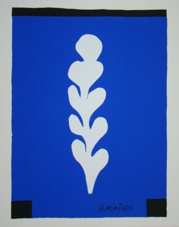 シルクスクリーン Matisse - Palme sur fond bleu
