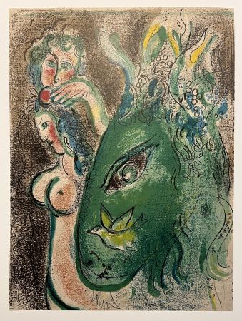 リトグラフ Chagall - PARADIS (Paradise). Lithographie originale pour DESSINS POUR LA BIBLE (1960)