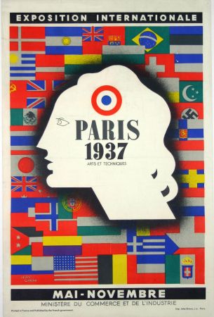 リトグラフ Carlu - Paris Exposition Internationale  1937