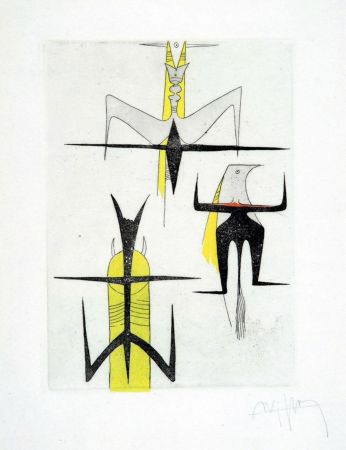 エッチングと　アクチアント Lam - PAROLES PEINTES (1959) 10 gravures originales de Max Ernst, Jacques Hérold, Wifredo Lam, Sébastian Matta et DorotheaTanning. Poèmes d’Alain Bosquet.