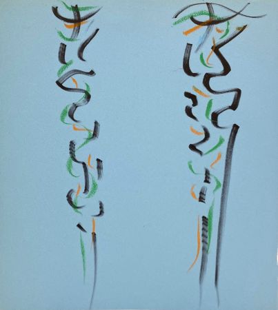 技術的なありません Debré - Pastels sur papier bleu, 1991. 