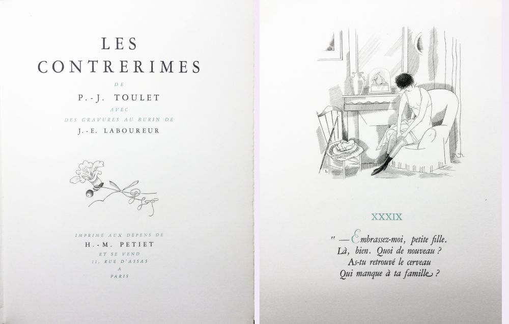 挿絵入り本 Laboureur - Paul-Jean Toulet : LES CONTRERIMES. 62 gravures originales + suite complète (1930)