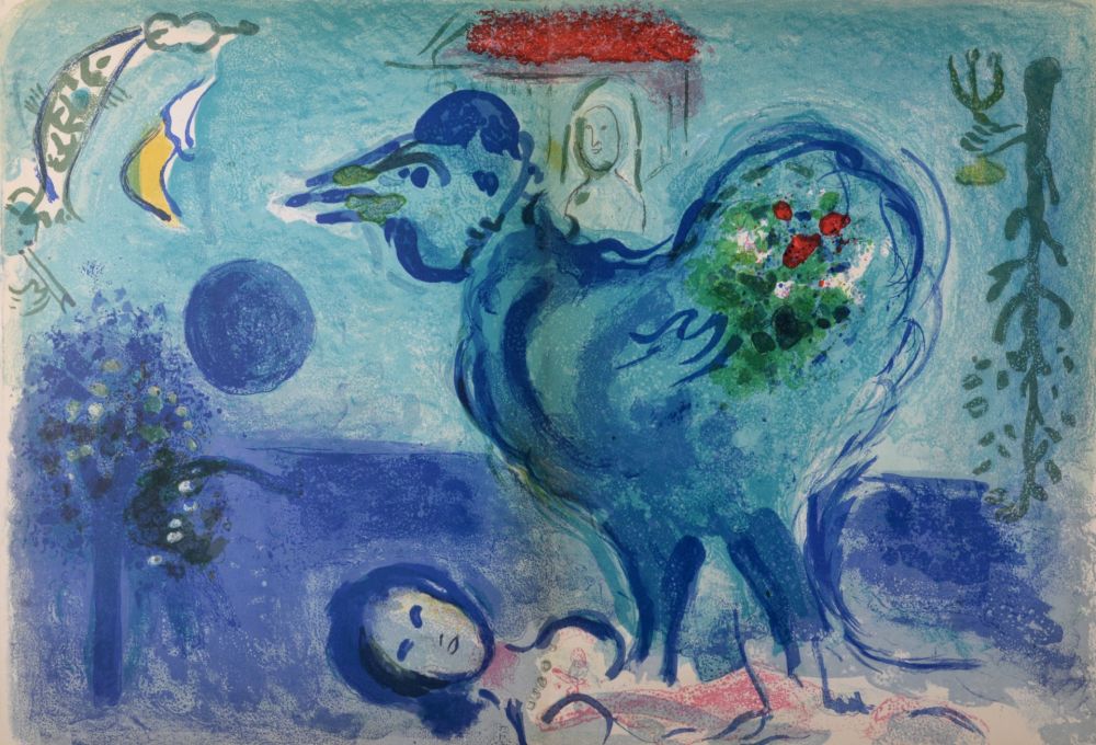 リトグラフ Chagall - Paysage au Coq, 1958