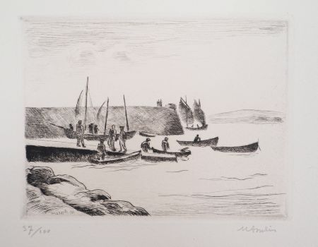 彫版 Asselin -  Paysage, petit port breton