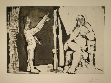 エッチングと　アクチアント Picasso - Peintre debout et modèle