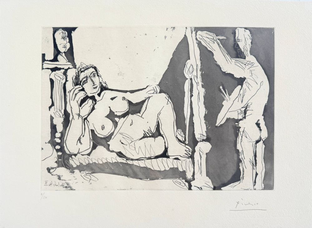 エッチングと　アクチアント Picasso - Peintre et modèle, avec une sculpture I