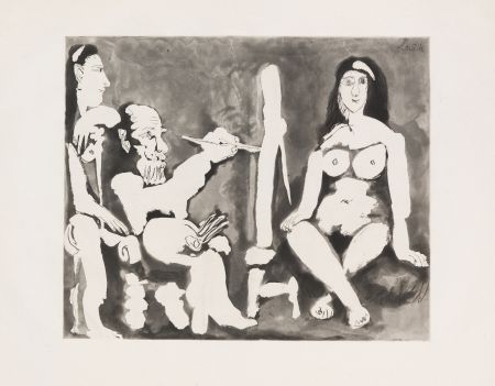 アクチアント Picasso - Peintre et Modèle avec une Spectatrice au Bandeau