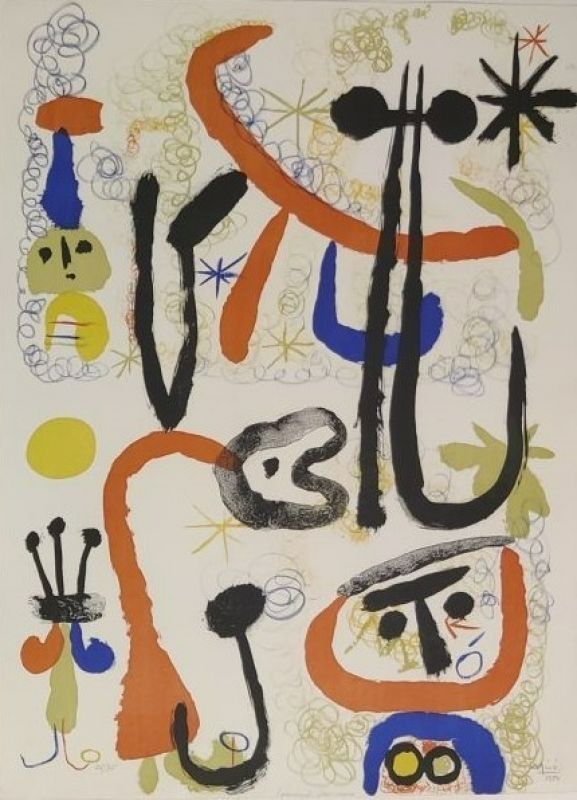 リトグラフ Miró - Personnages et animaux 