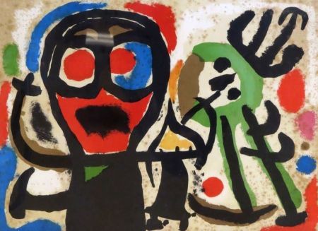 リトグラフ Miró - Personnages et oiseaux (Figures and birds), 1963