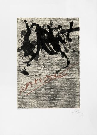 リトグラフ Tàpies - Petite écriture marron