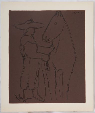 リノリウム彫版 Picasso - Picador et cheval