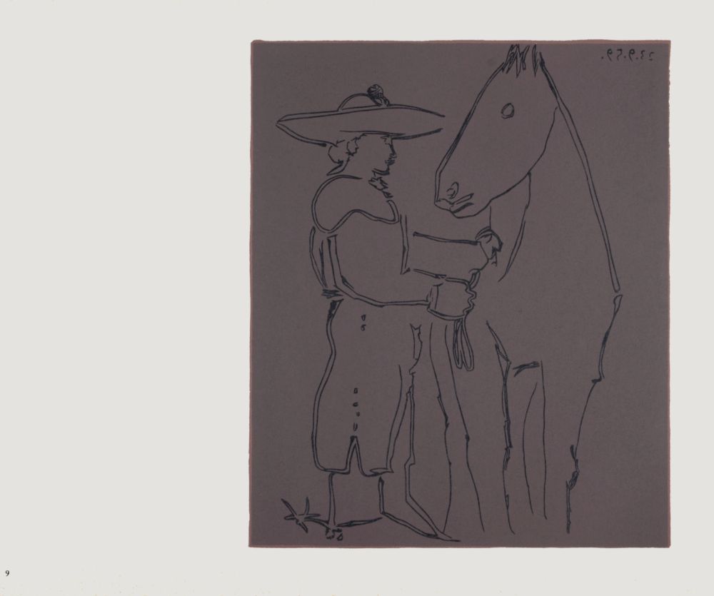 リノリウム彫版 Picasso (After) - Picador et cheval, 1962