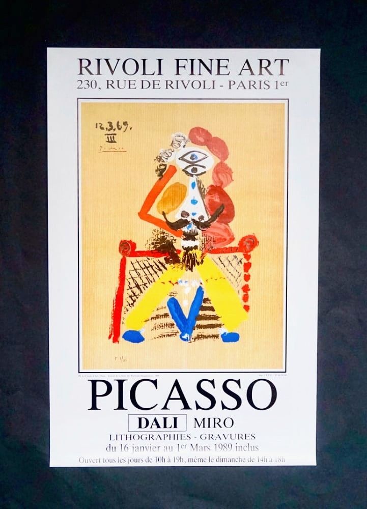 リトグラフ Picasso - Picasso - Dali - Miro, Rare lithographic exhibition poster, 1989 