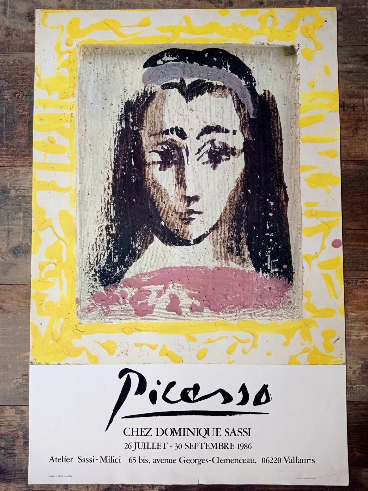 オフセット Picasso -  Picasso  Affiche pour l'exposition Picasso Chez Dominique Sassi, 1986