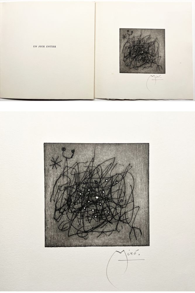 挿絵入り本 Miró - Pierre-André Benoit : UN JOUR ENTIER. Avec une gravure originale signée.