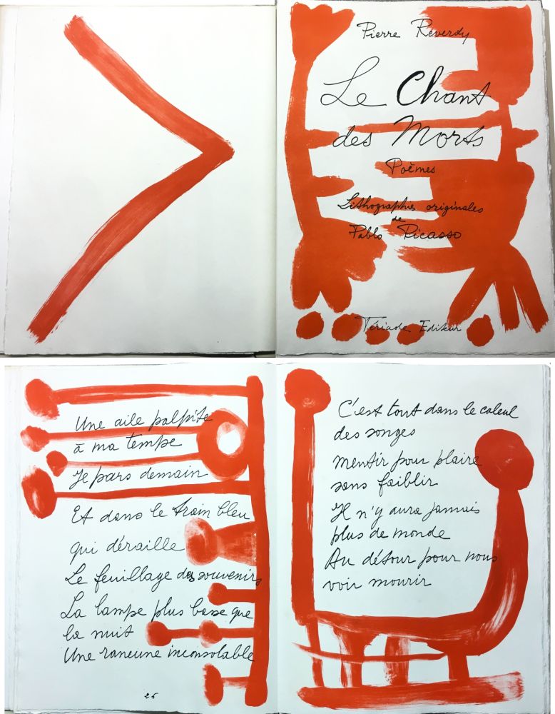 挿絵入り本 Picasso - Pierre Reverdy : LE CHANT DES MORTS. 125 LITHOGRAPHIES ORIGINALES. Tériade Éditeur (1948)