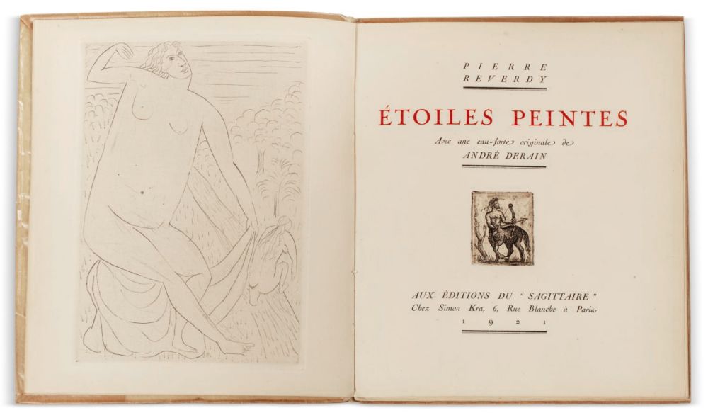 挿絵入り本 Derain - Pierre Reverdy :  ÉTOILES PEINTES. Avec une eau-forte originale de André Derain (1921)