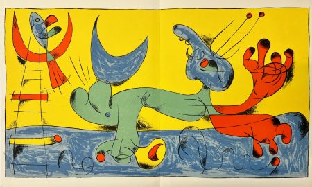 リトグラフ Miró - Playing Dog