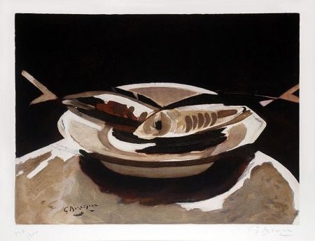 彫版 Braque - Poissons (Fish), c. 1956