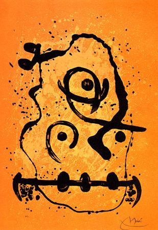 リトグラフ Miró - Polyglotte Orange