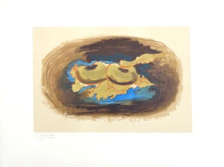 リトグラフ Braque - Pommes et feuilles