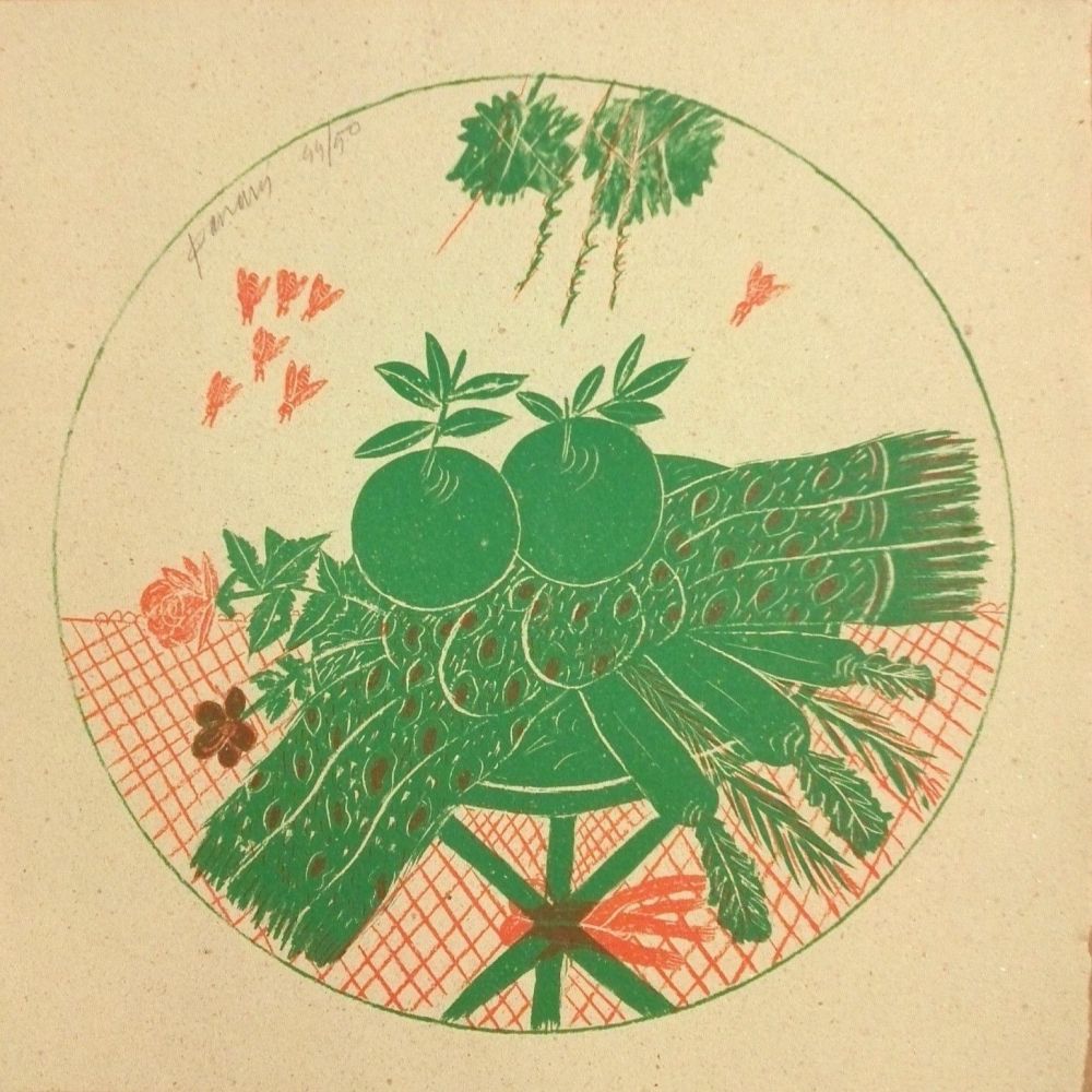 リトグラフ Fassianos - Pommes et foulard